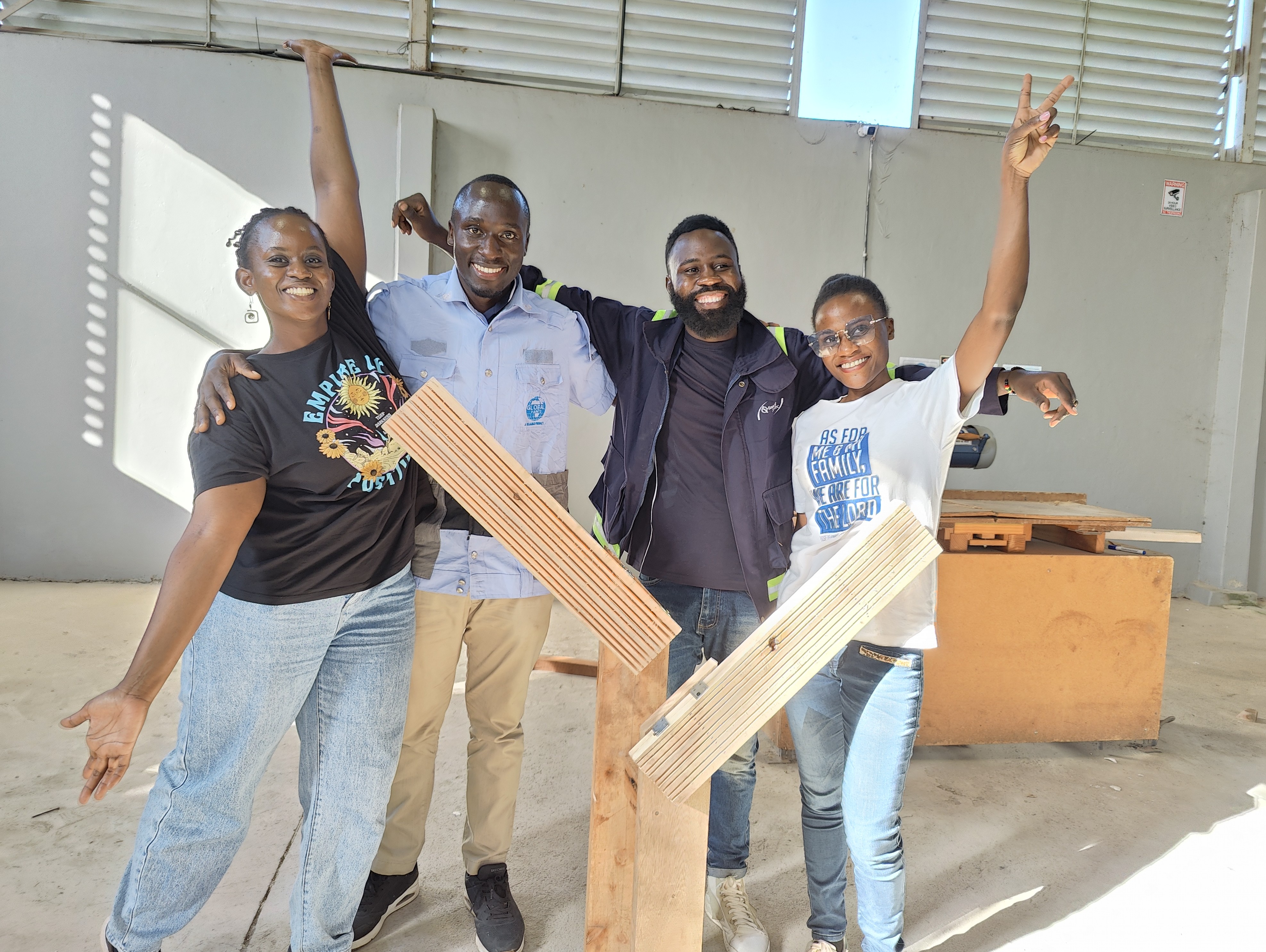 Meet the Y team. They used wood to create the Y in Yiiya